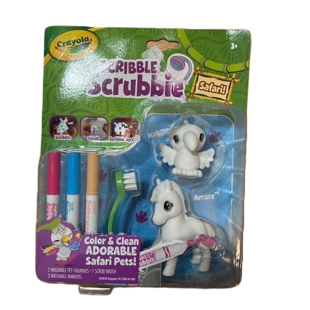 Crayola Scribble Scrubbie Safari Set NEW Markers Washable Animals Horse Bird